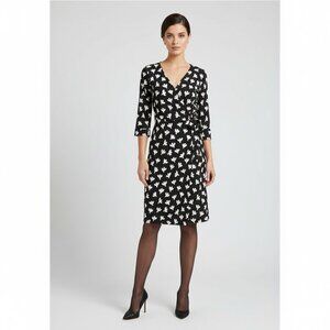 Diane Von Furstenburg Wrap Jersey Dress 100% Silk Julian Black White Sz 2